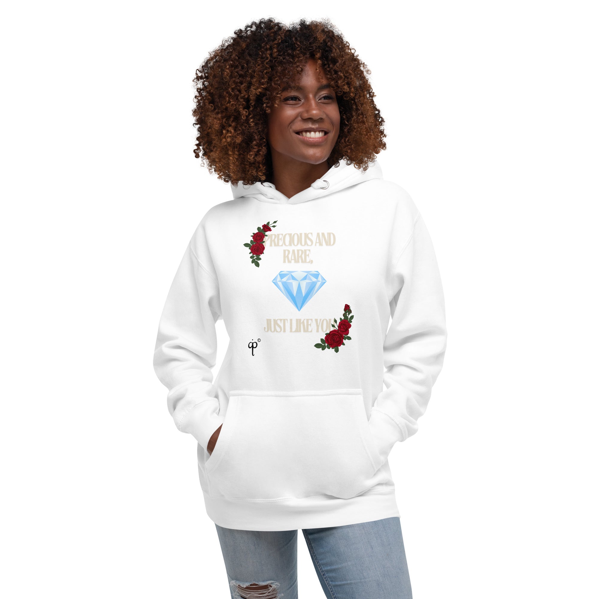 Unisex hoodie with text and graphics