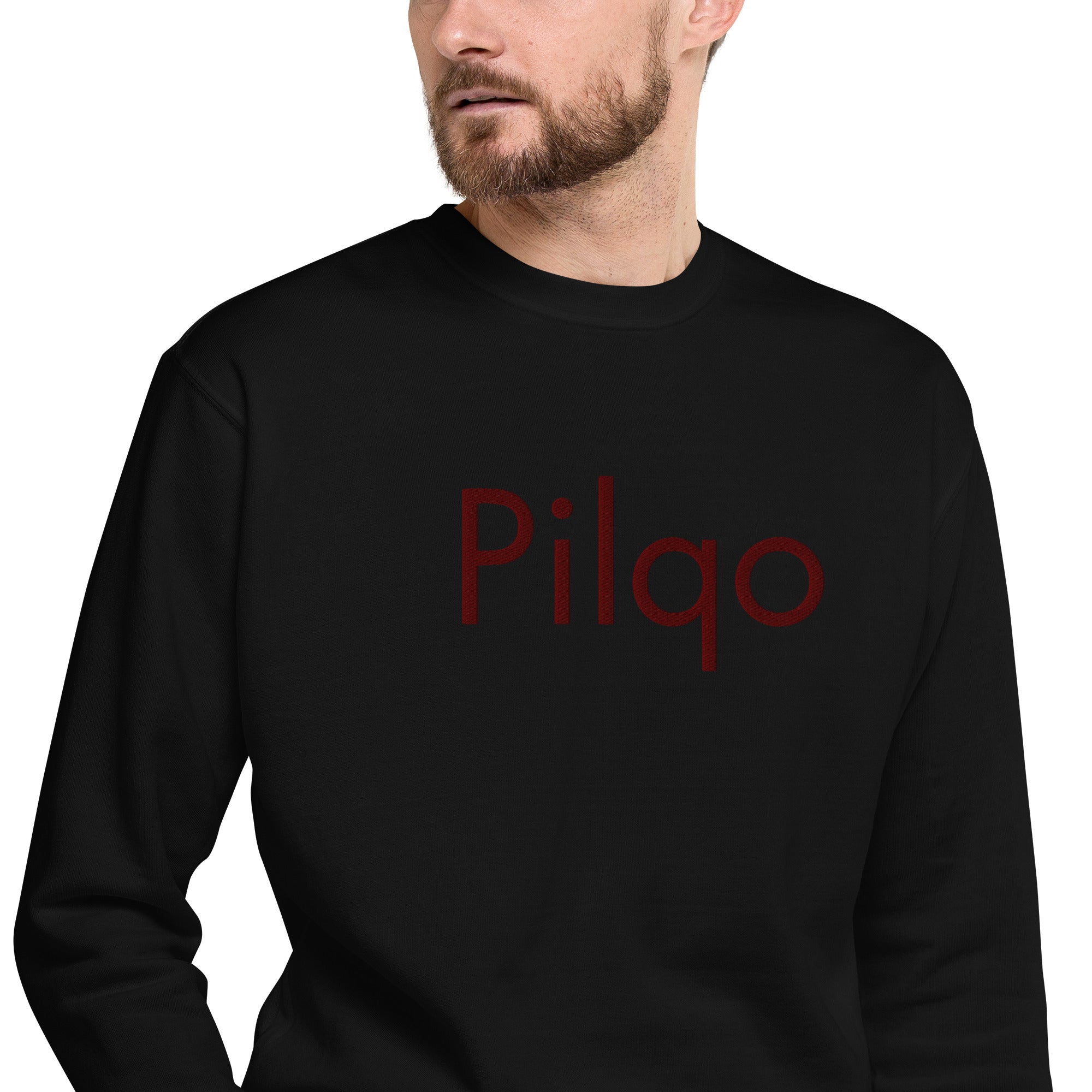 Premium Sweatshirt with embroidery maroon text and logo wrist