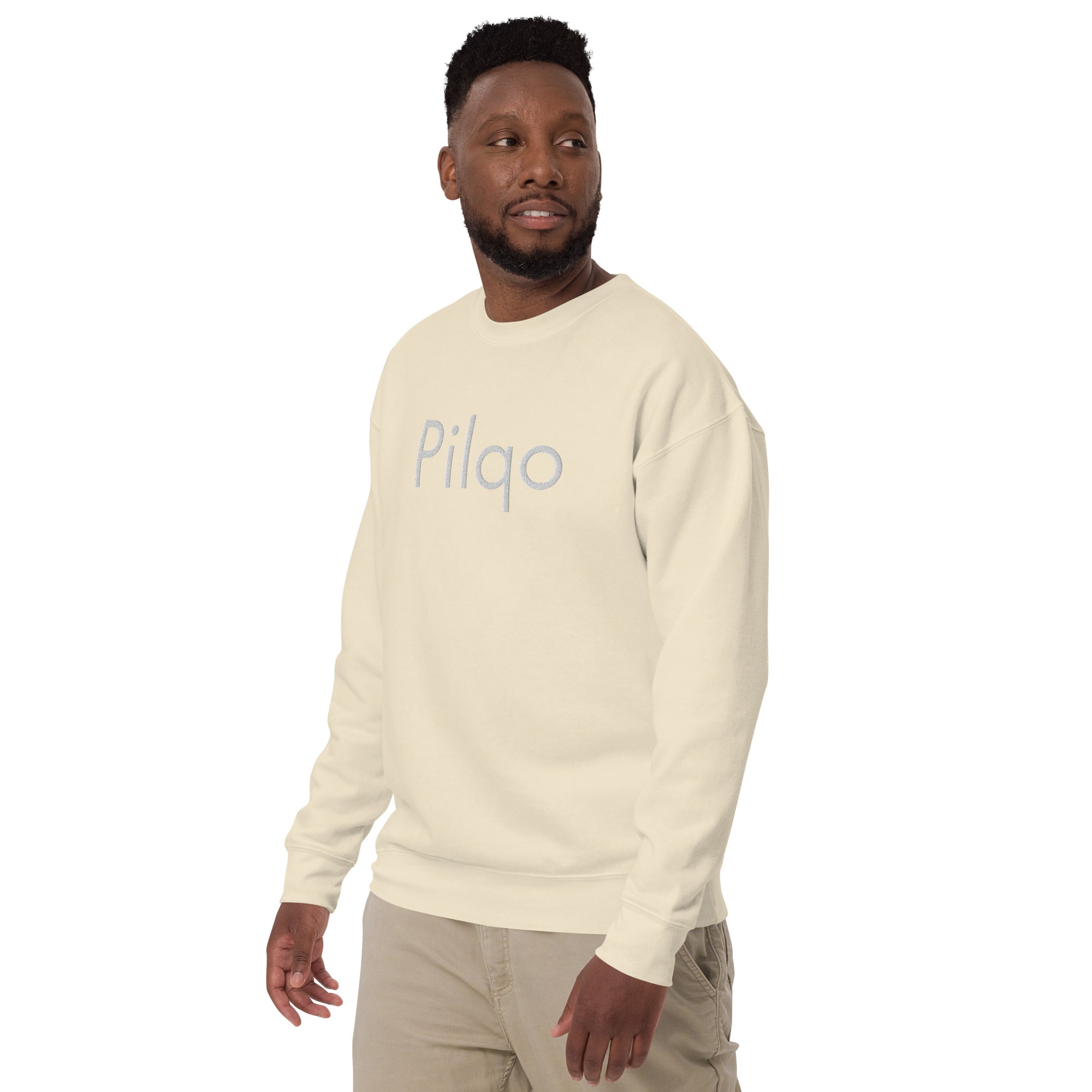 Premium Sweatshirt with embroidery white text and logo wrist