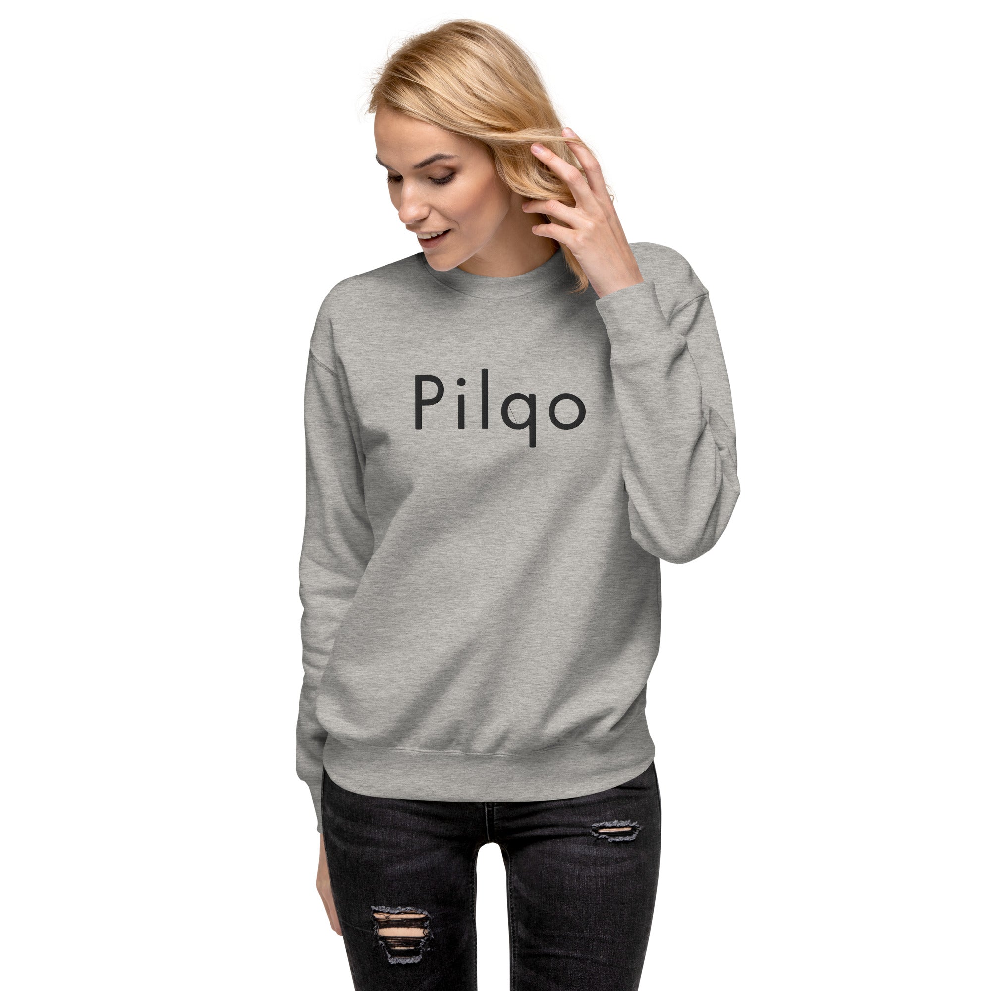 Premium Sweatshirt mit aufgesticktem Text