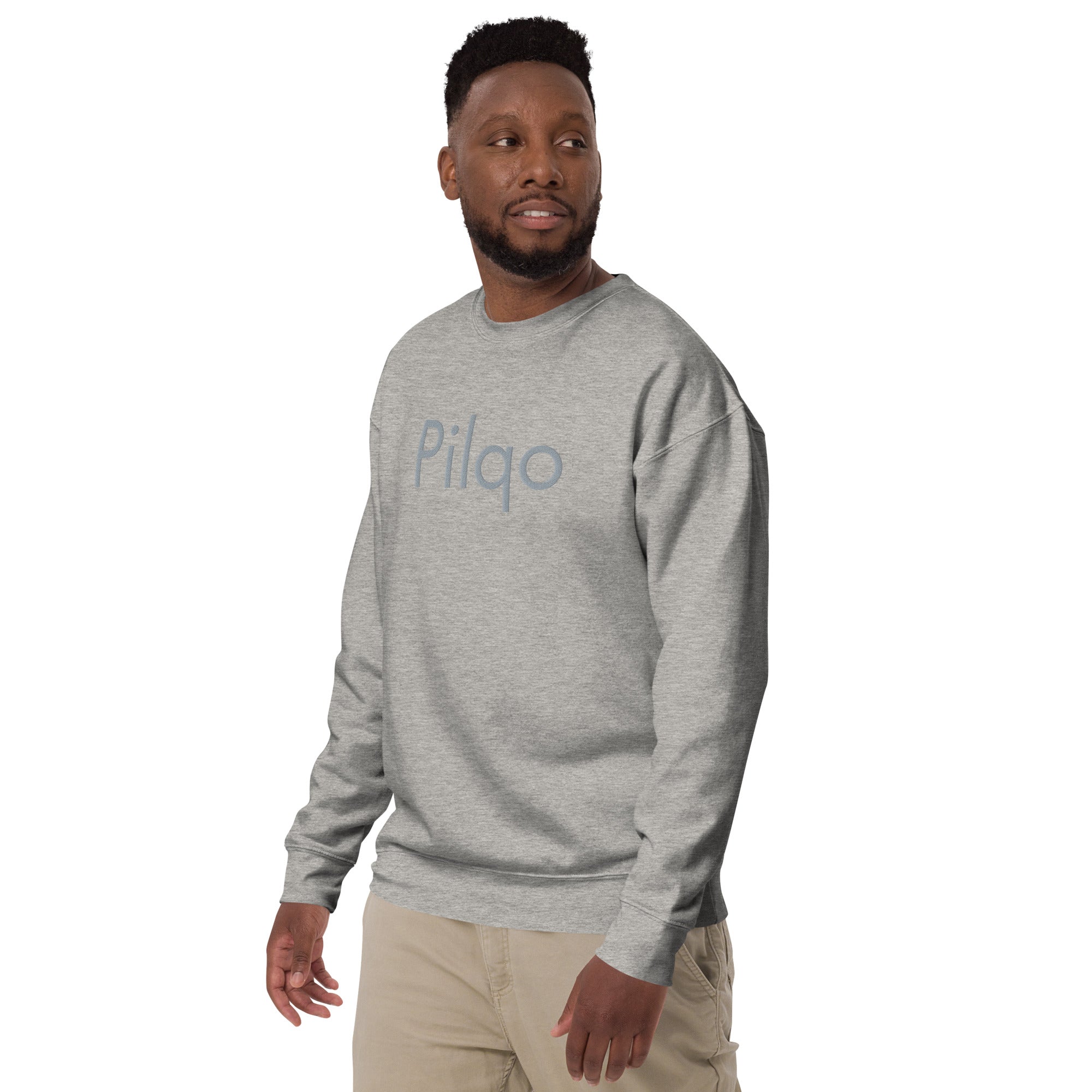 Premium Sweatshirt with embroidery grey text and logo wrist