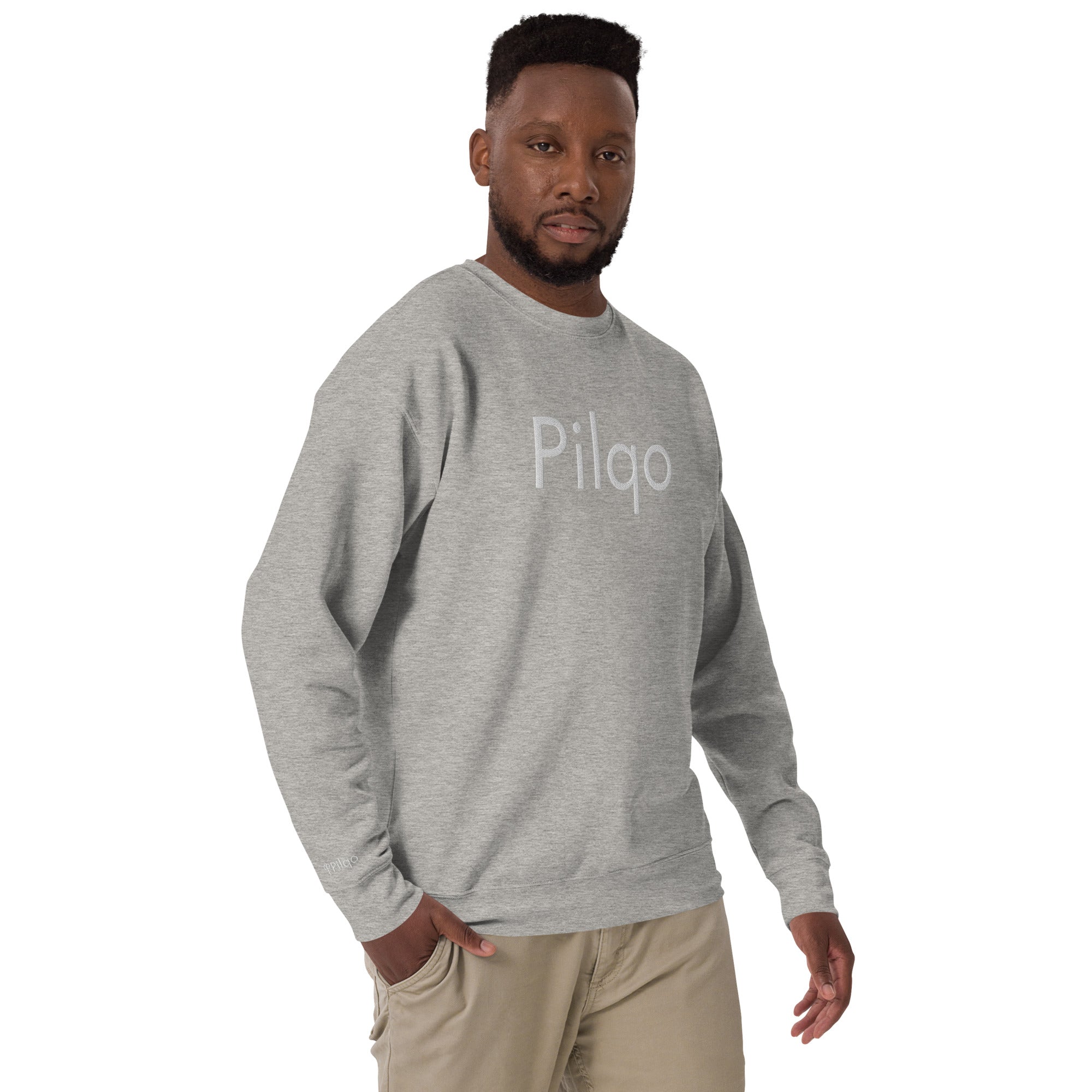 Premium Sweatshirt with embroidery white text and logo wrist