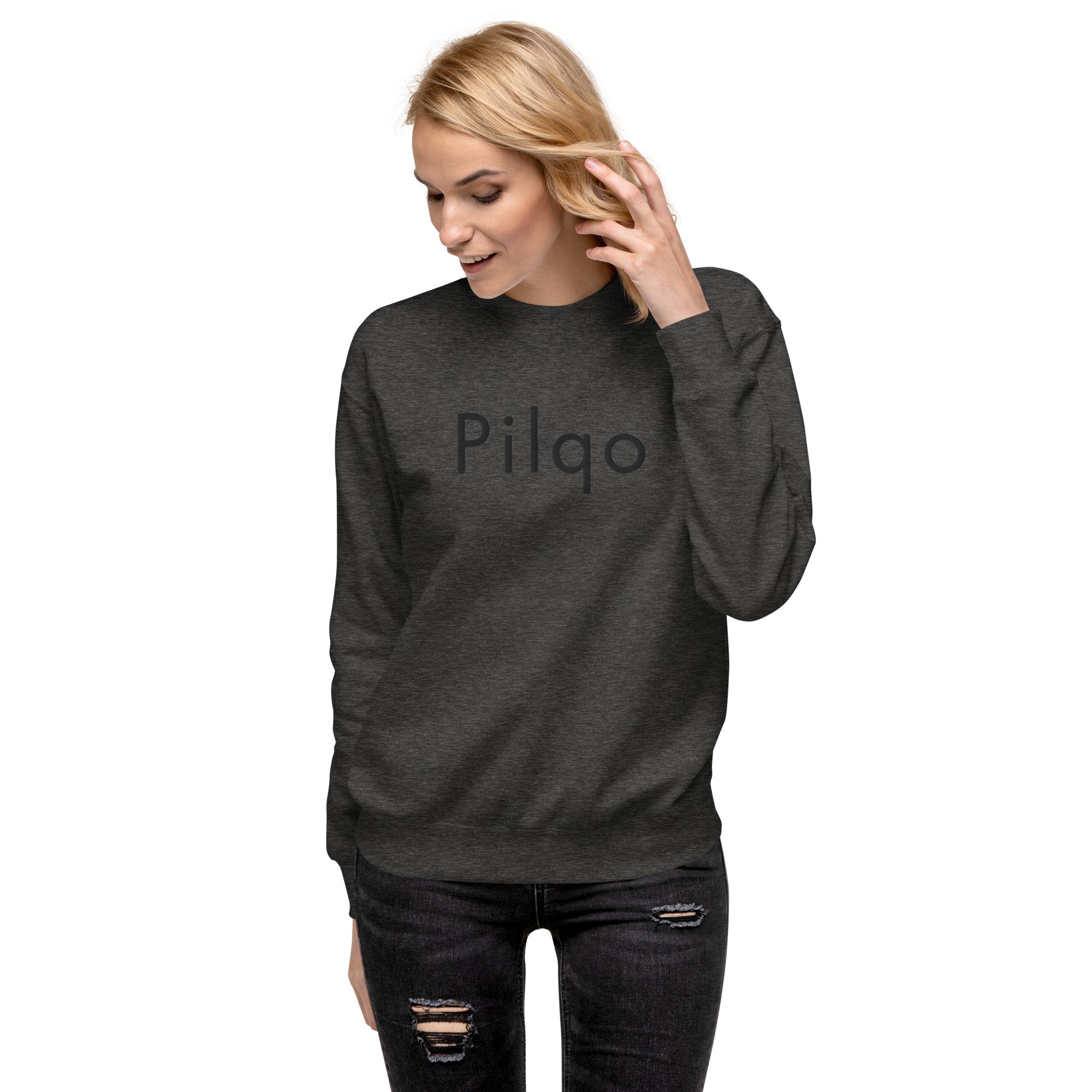 Premium Sweatshirt mit aufgesticktem Text