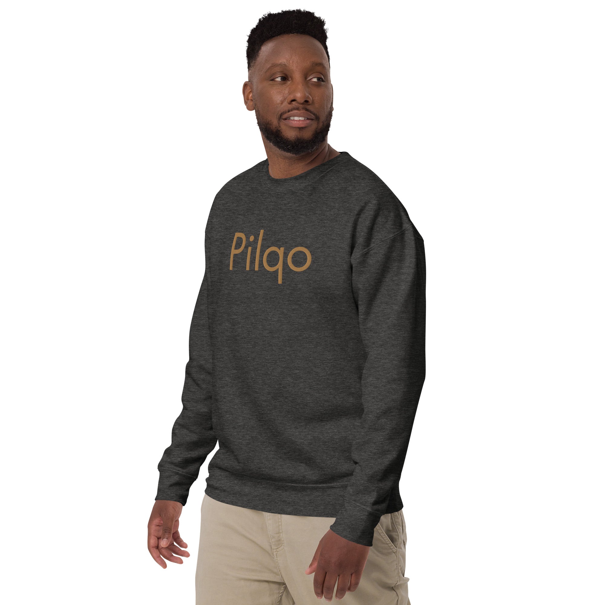 Premium Sweatshirt with embroidery old gold text and logo wrist