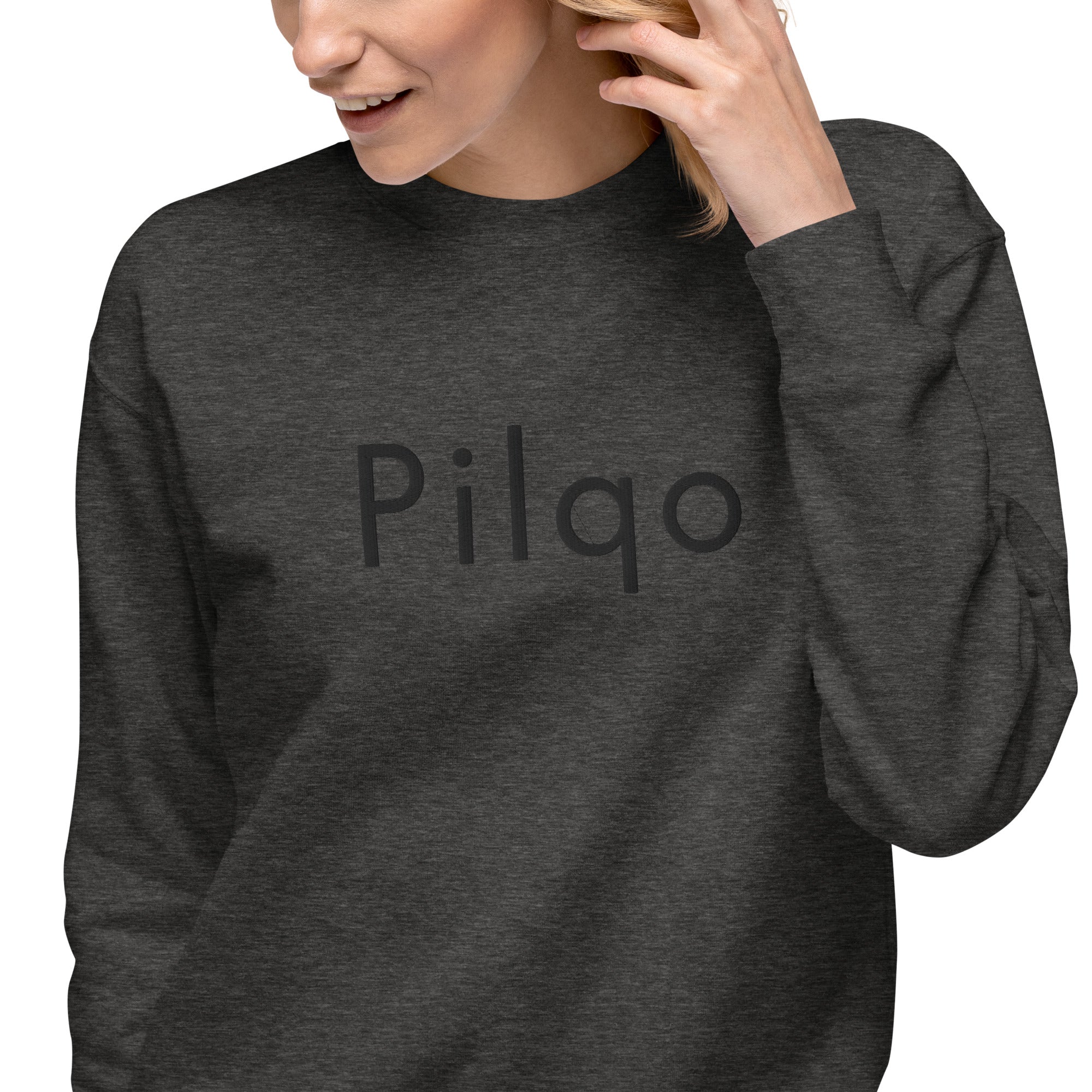 Premium Sweatshirt mit aufgesticktem Text