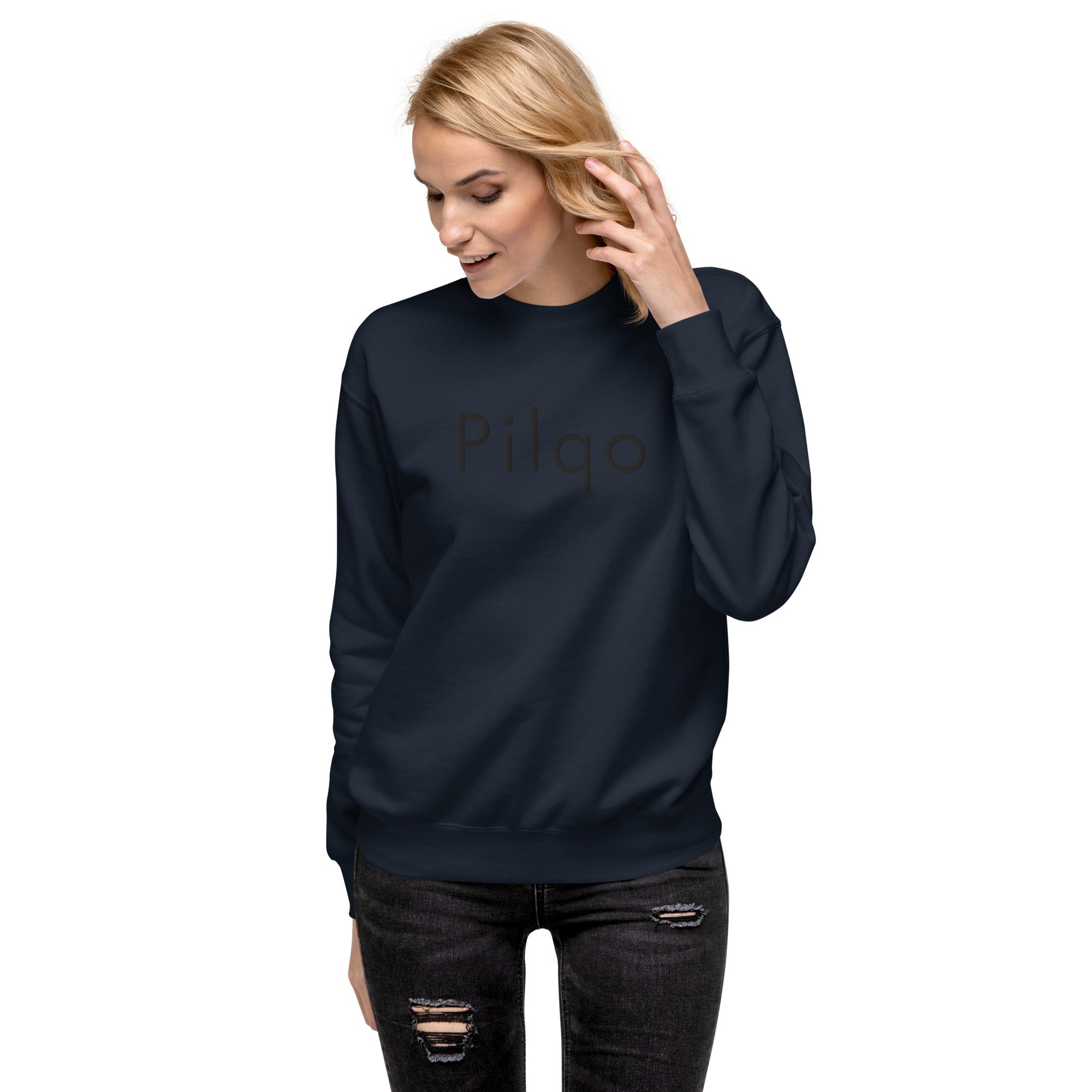 Premium Sweatshirt mit aufgesticktem Text