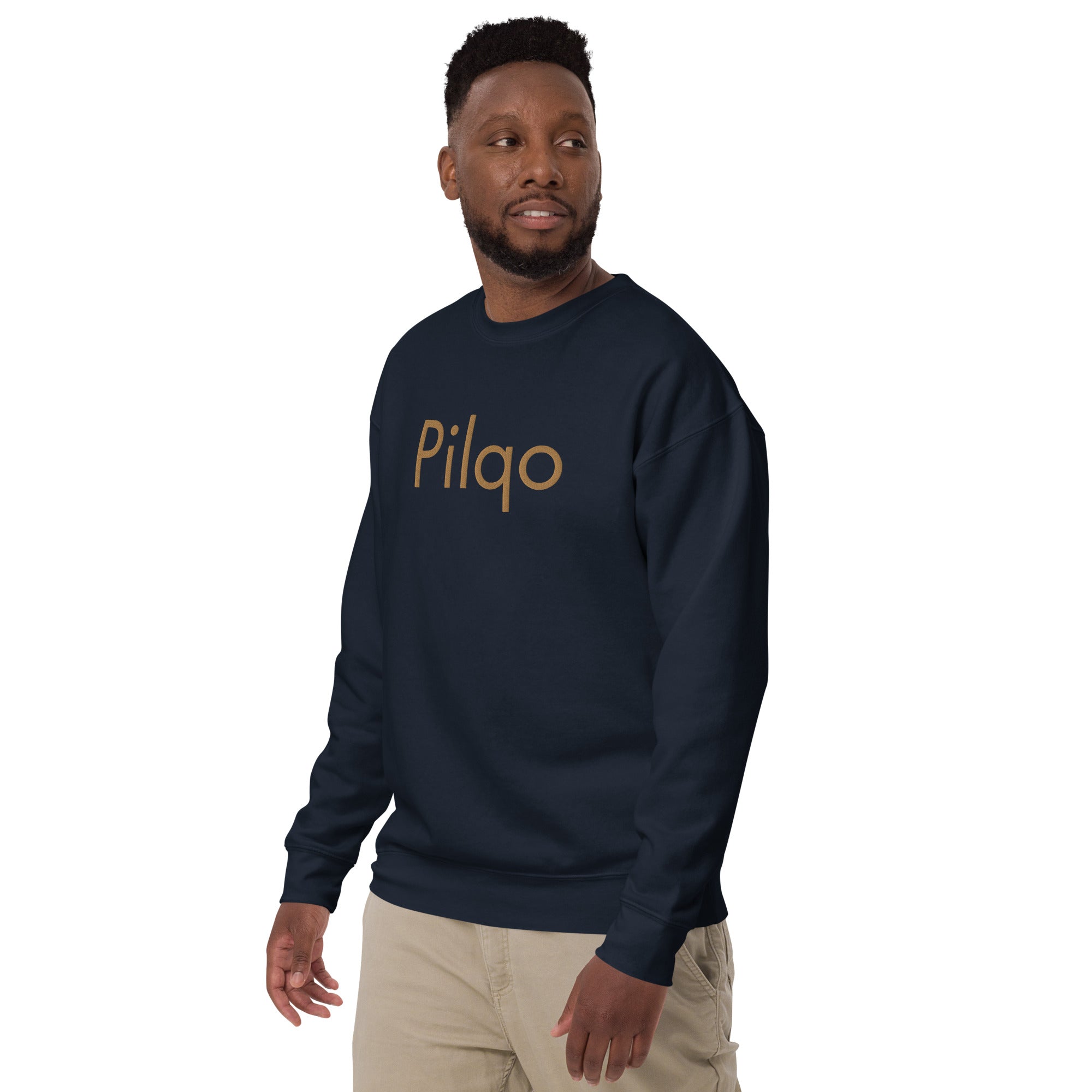 Premium Sweatshirt with embroidery old gold text and logo wrist