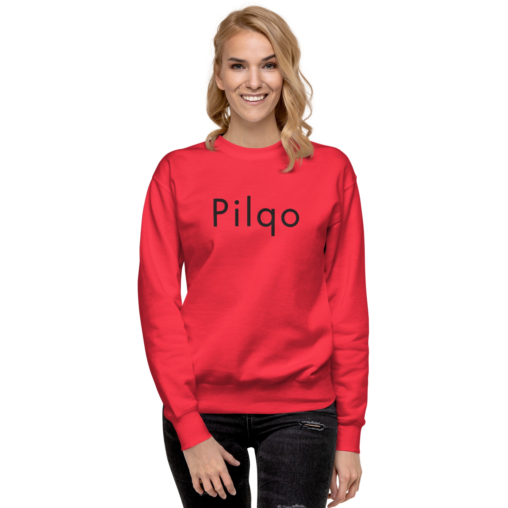 Premium Sweatshirt mit aufgesticktem Text