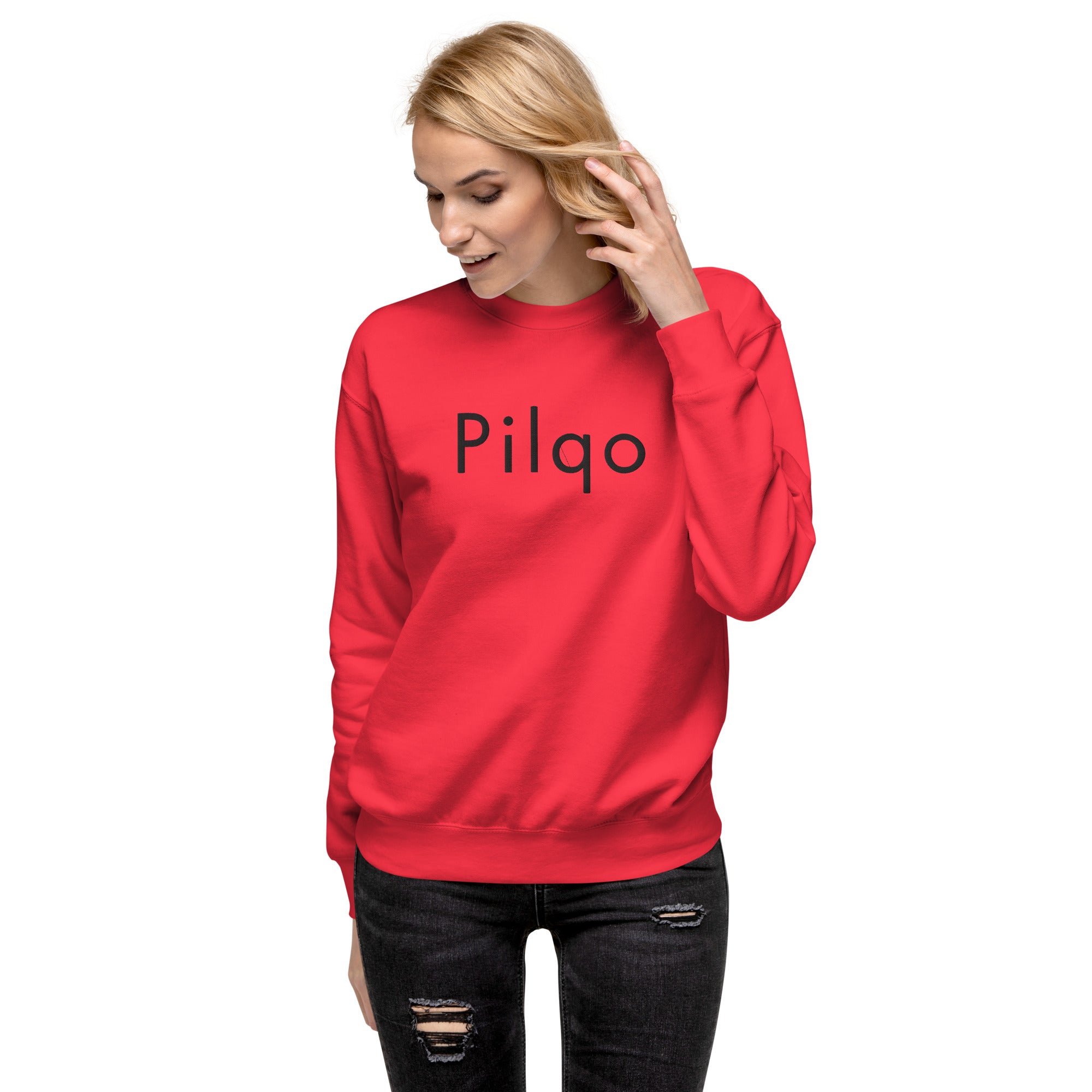 Premium Sweatshirt mit aufgesticktem Text