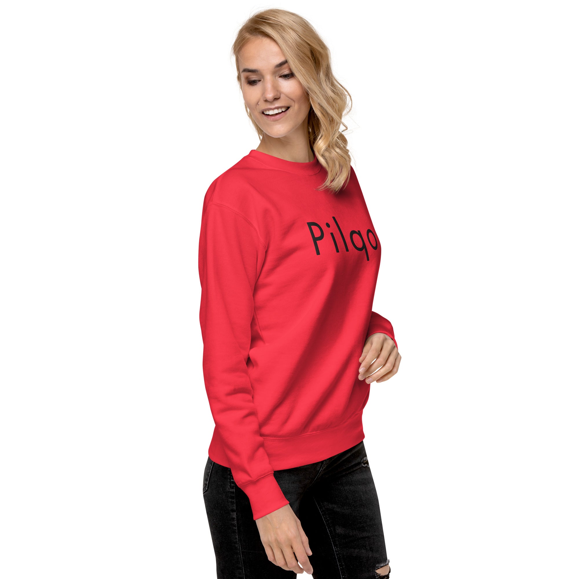 Premium Sweatshirt mit aufgesticktem Text